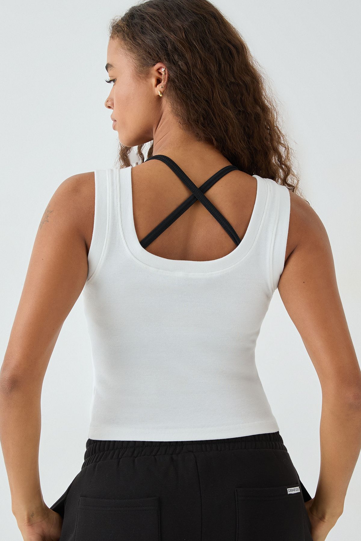 DSGN Studio DSGN Studio Collegiate Embroidered Rib Tank Vest Top White image 2