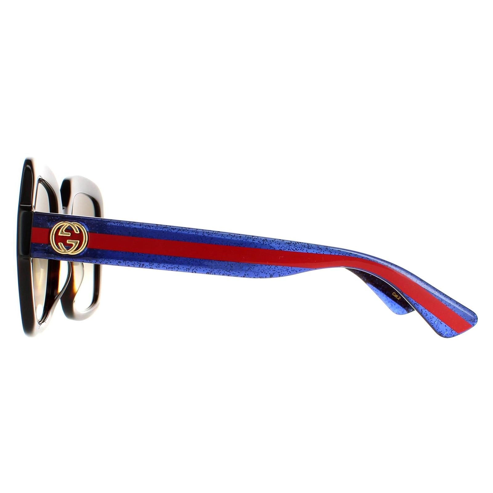 Gucci Square Havana Glitter Blue and Red Brown Gradient GG0036SN image 3