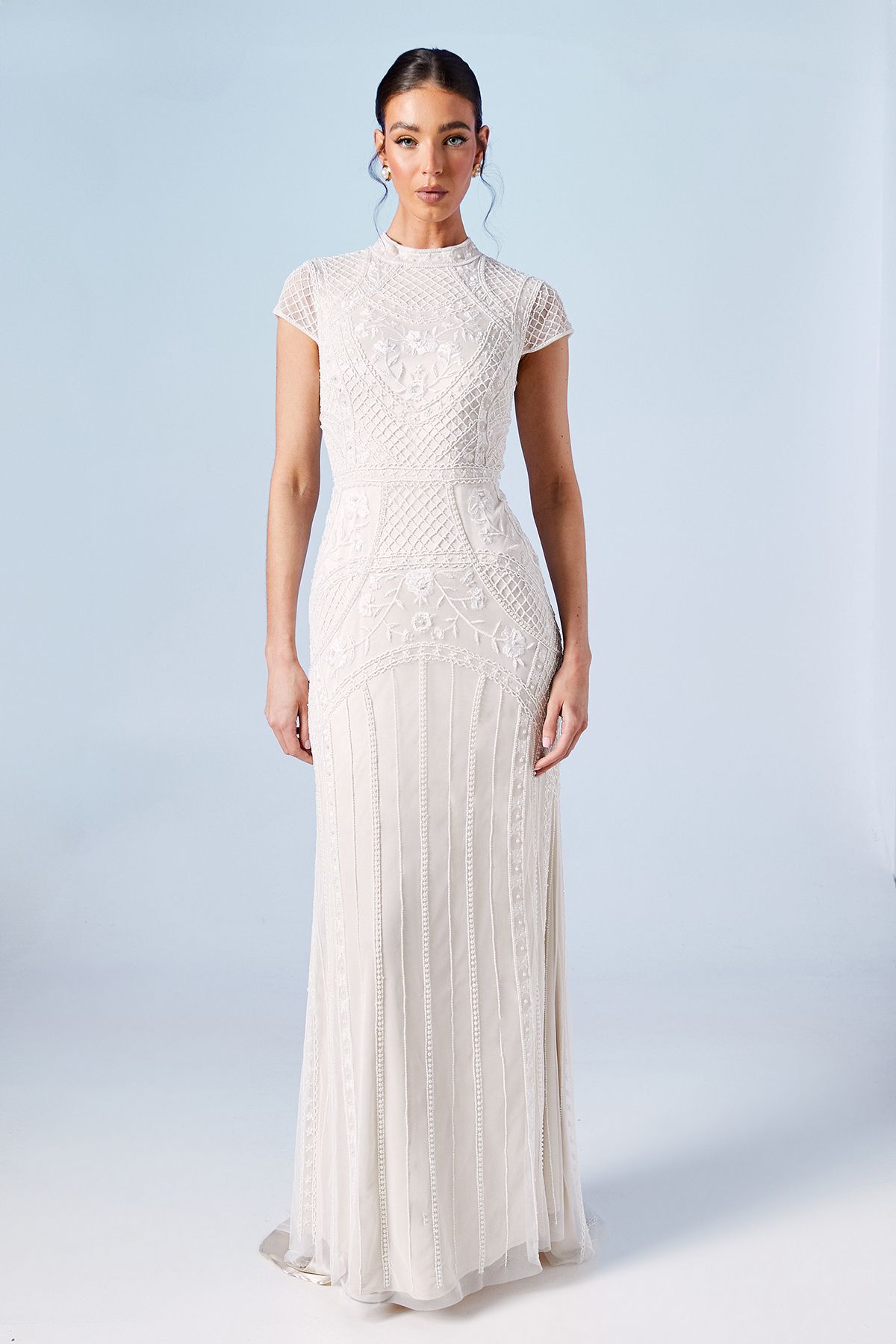 Coast Coast Honoured Beaded and Embellished Cap Sleeve Fishtail Wedding Dress Ivory