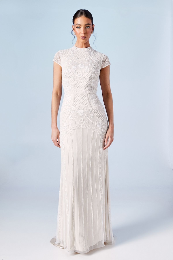 Coast Coast Honoured Beaded and Embellished Cap Sleeve Fishtail Wedding Dress Ivory