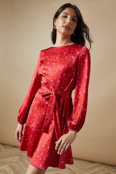 Oasis Occasion Floral Satin Cowl Mini Dress