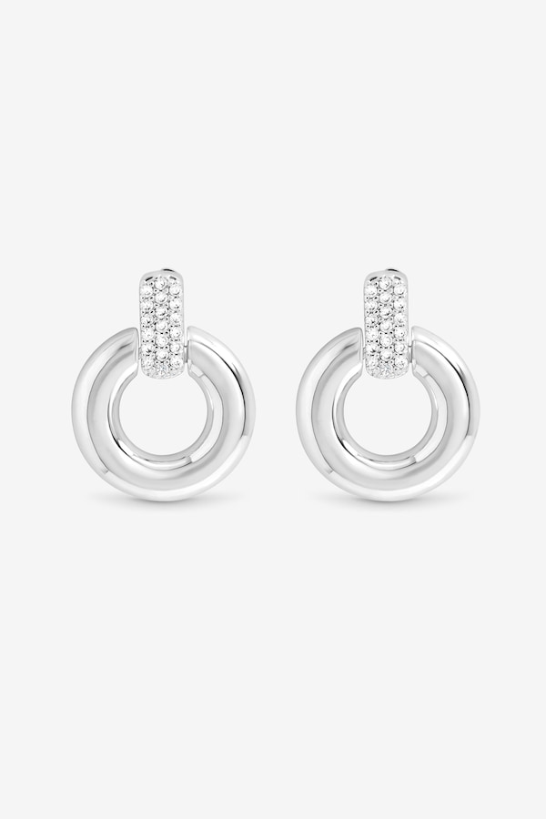 Jon Richard Silver Plated and Pave Door Knocker Earrings