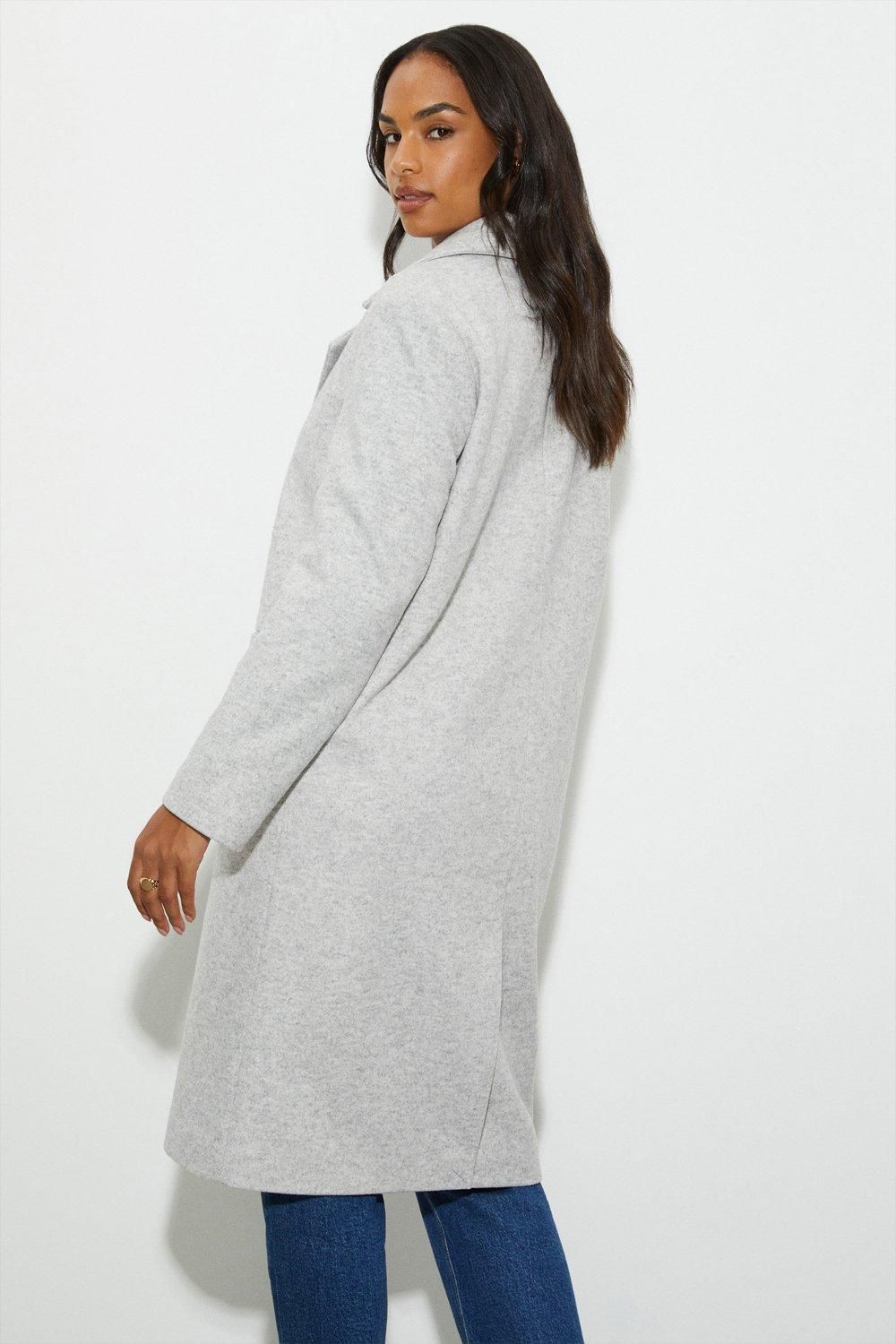 Dorothy Perkins Longline Single Breasted Boyfriend Coat Grey Marl image 3