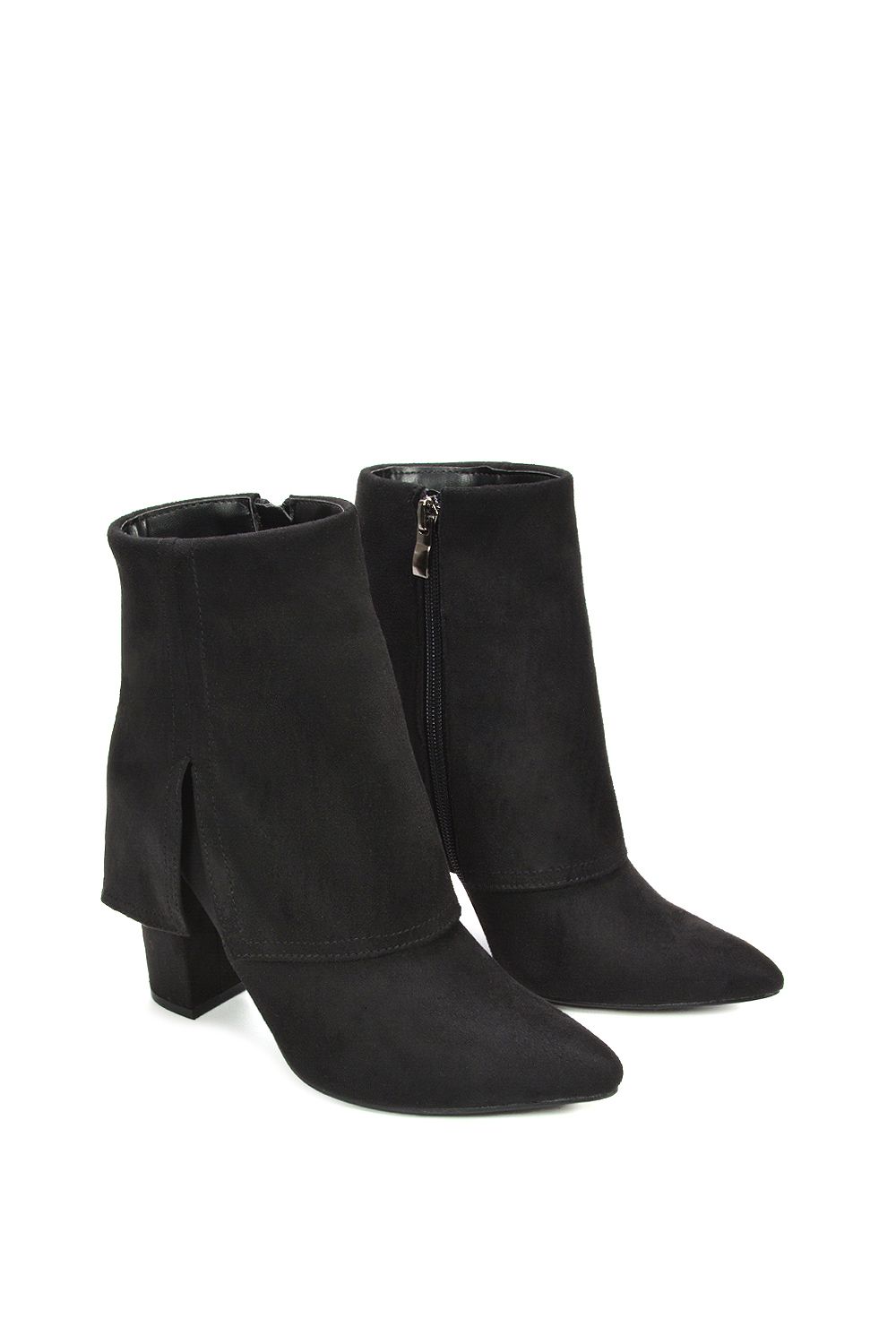 XY London 'Ayla' Layered Fold Over Pointed Toe Heeled Shoe Booties image 6