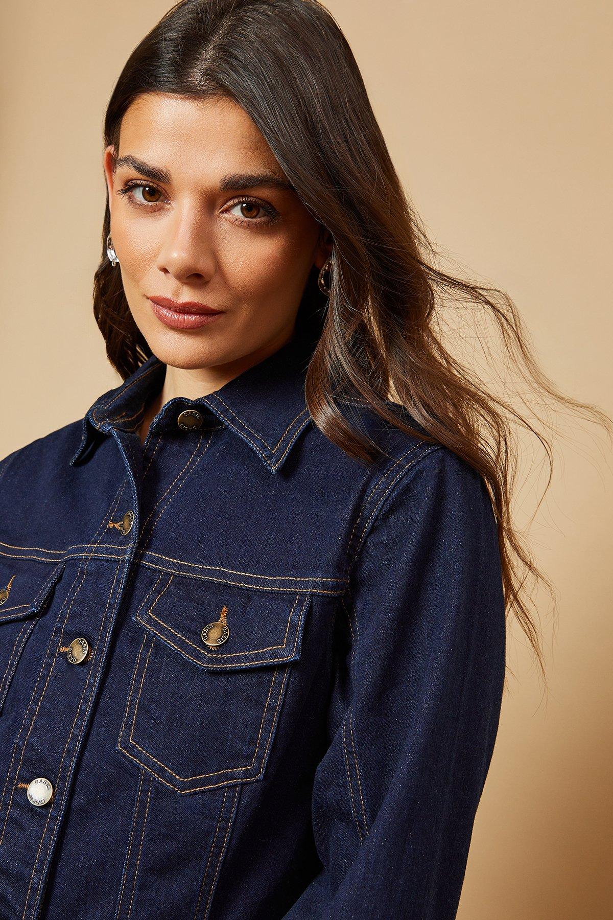 Oasis Long Sleeve Fitted Denim Mini Dress Indigo image 4