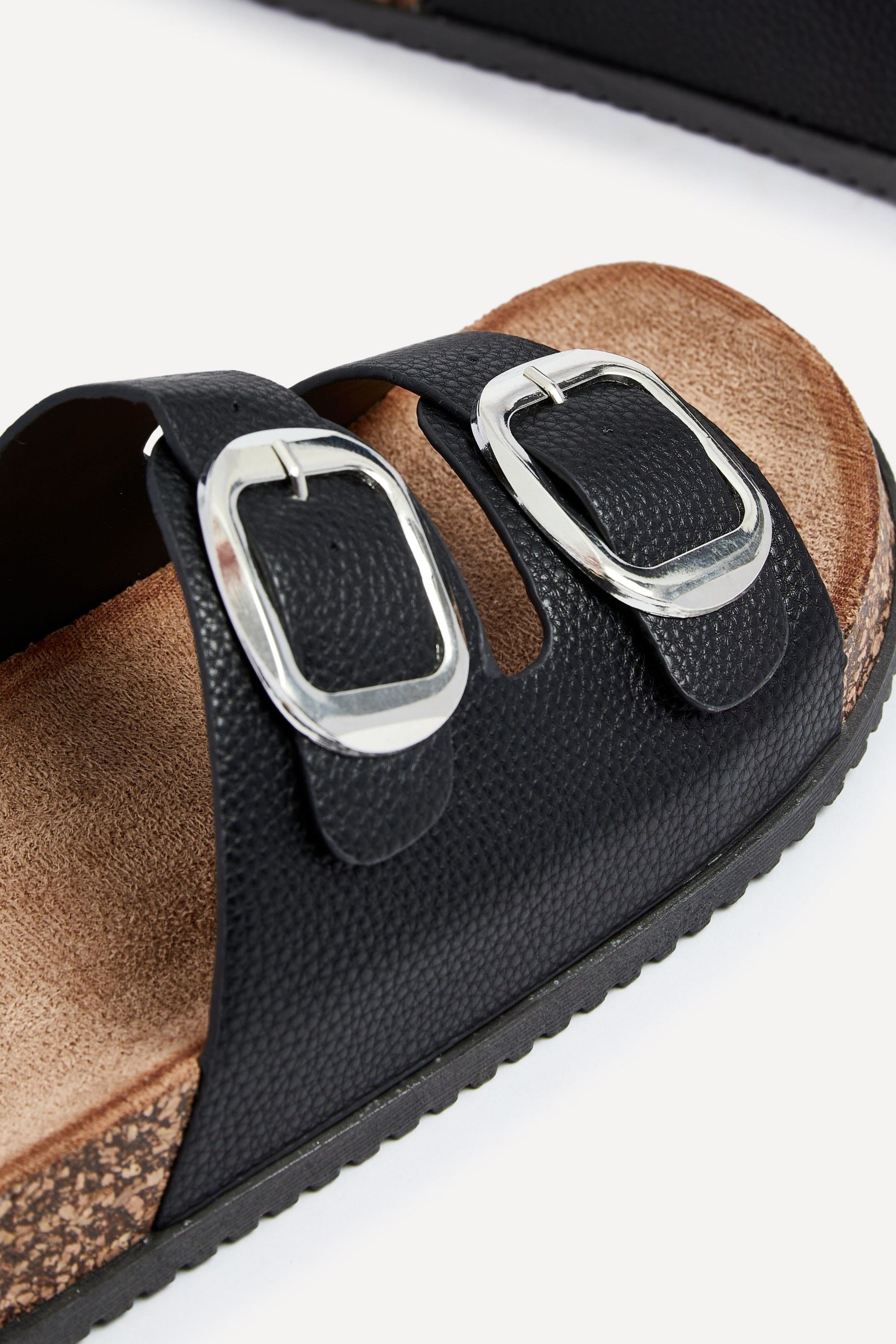 Linzi Tatum Black Double Buckle Slider Sandals image 5