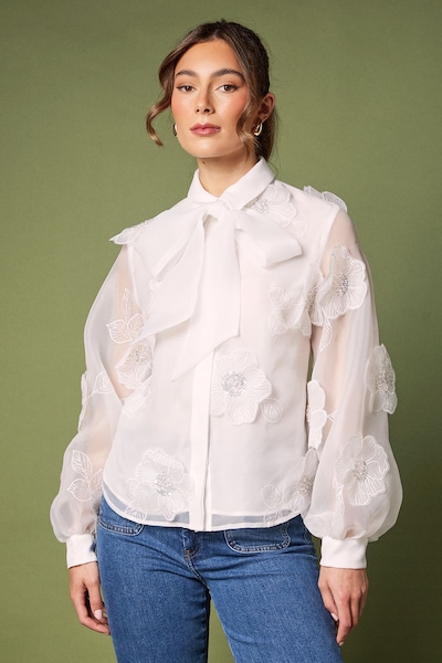Coast 3D Flower Organza Blouse White