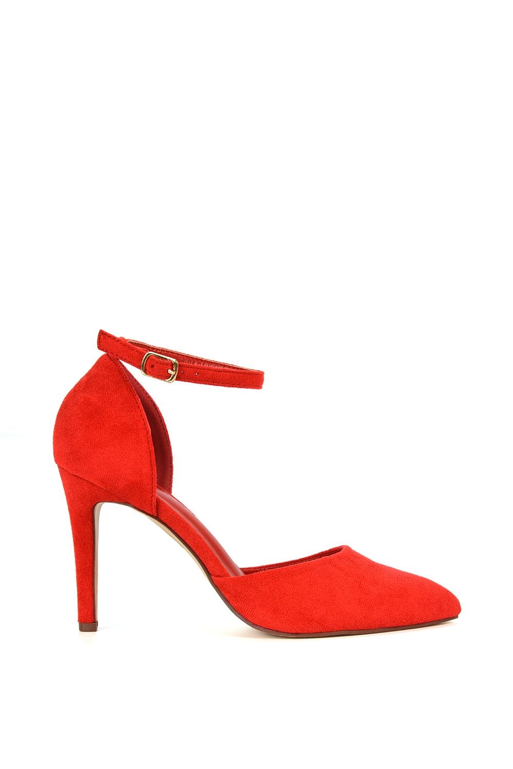 XY London 'Claire' D'Orsay Point Toe Ankle Strap Stiletto Heel Court Shoes