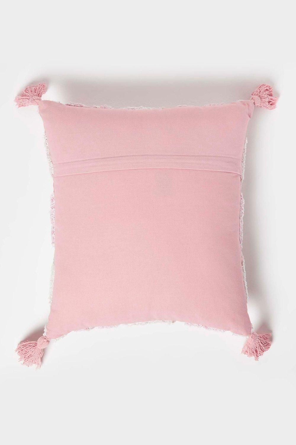 Homescapes Geometric Ikat Tufted Cotton Cushion with Tassels image 3