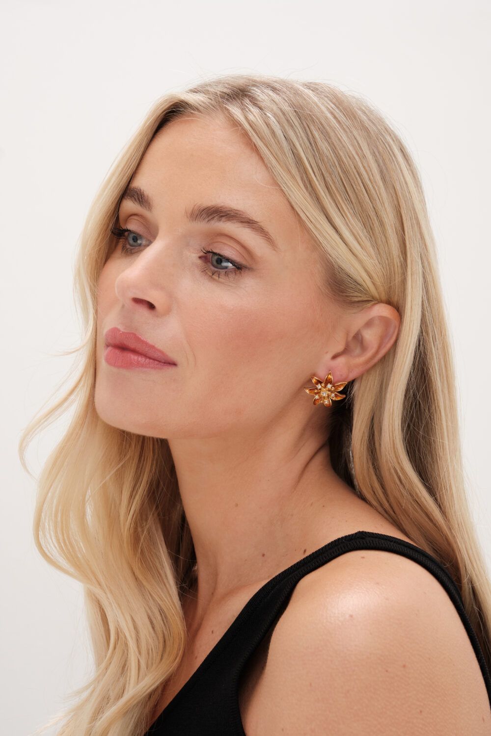 Jon Richard Gold Plated Orange Enamel Floral Clip Earrings image 2