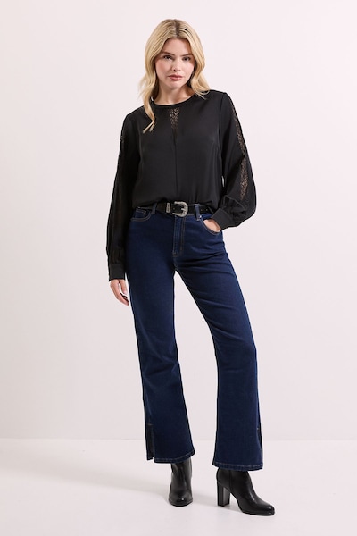 Dorothy Perkins Lace Insert Long Sleeve Blouse Black