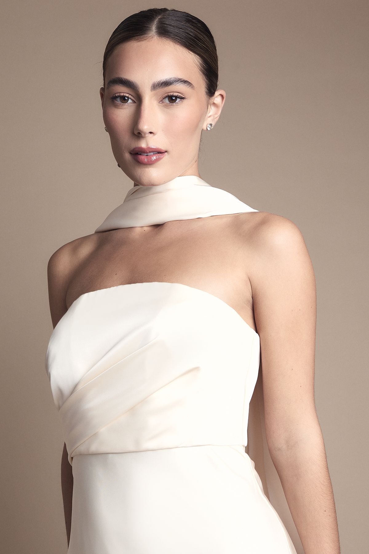 Coast Satin Fishtail Wedding Dress with Drape Scarf Ivory image 4