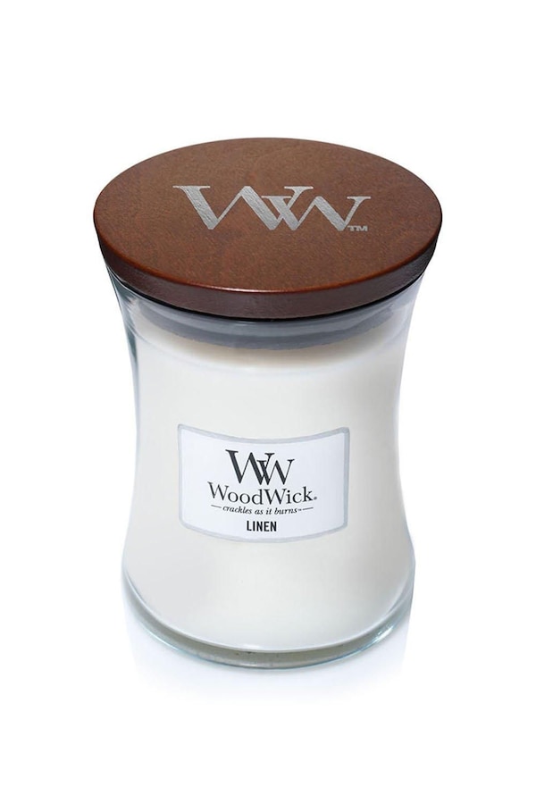 Woodwick Linen Spa Medium Candle White