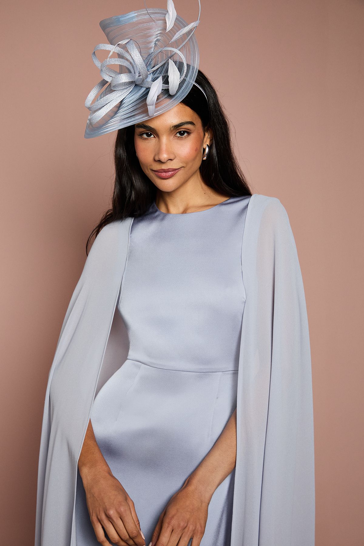 Coast Sleeveless Crepe Maxi Dress With Chiffon Cape Pale Blue image 4