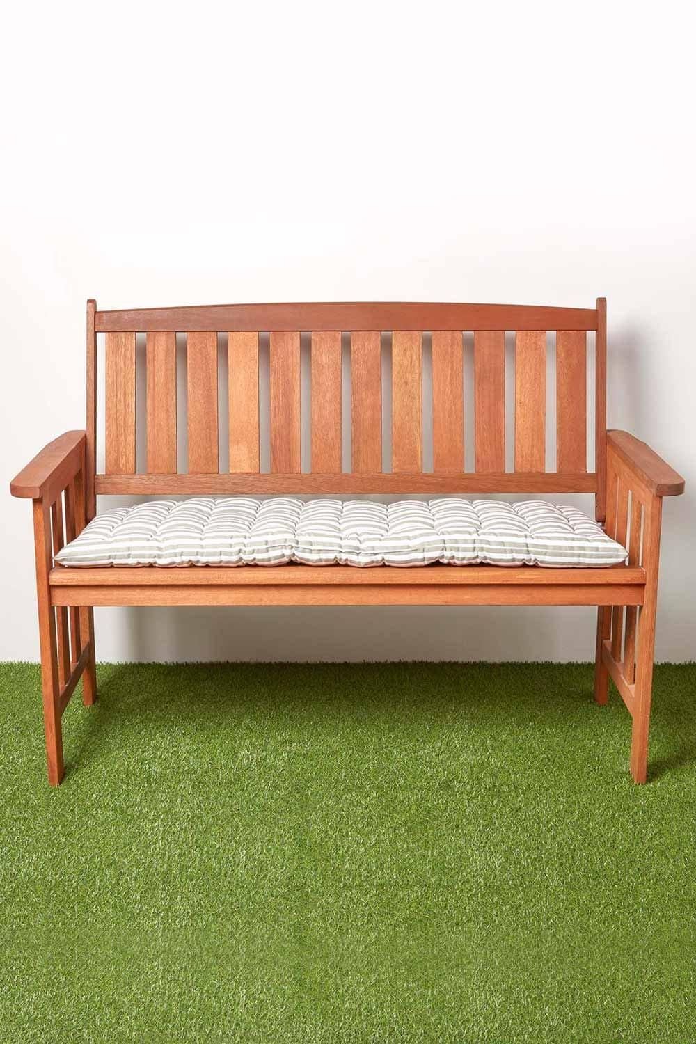 Homescapes Garden Bench Cushion Luxury 3 Seater Cotton Grey Striped Indoor Outdoor Pad image 5