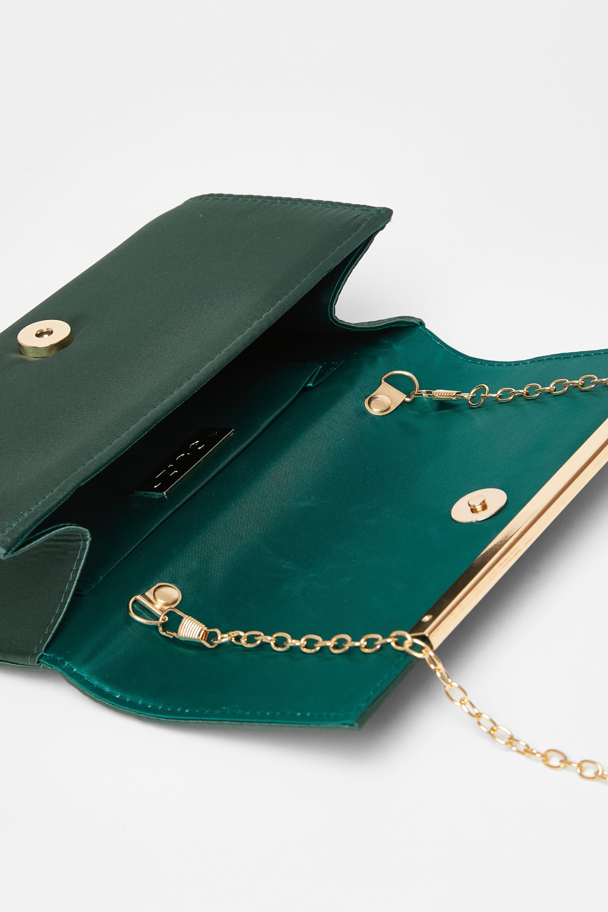 Quiz Green Satin Long Clutch Bag image 2