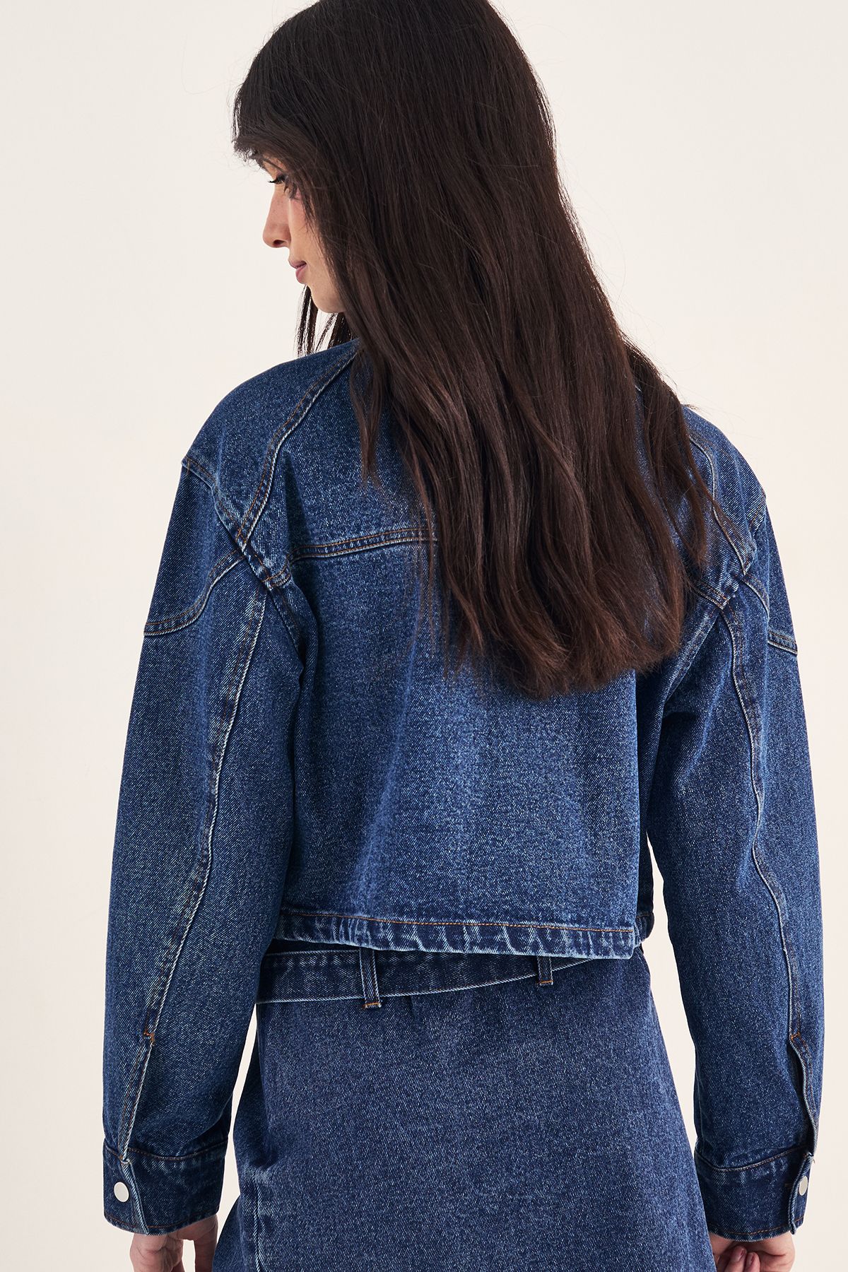NastyGal Denim Moto Jacket Indigo image 4