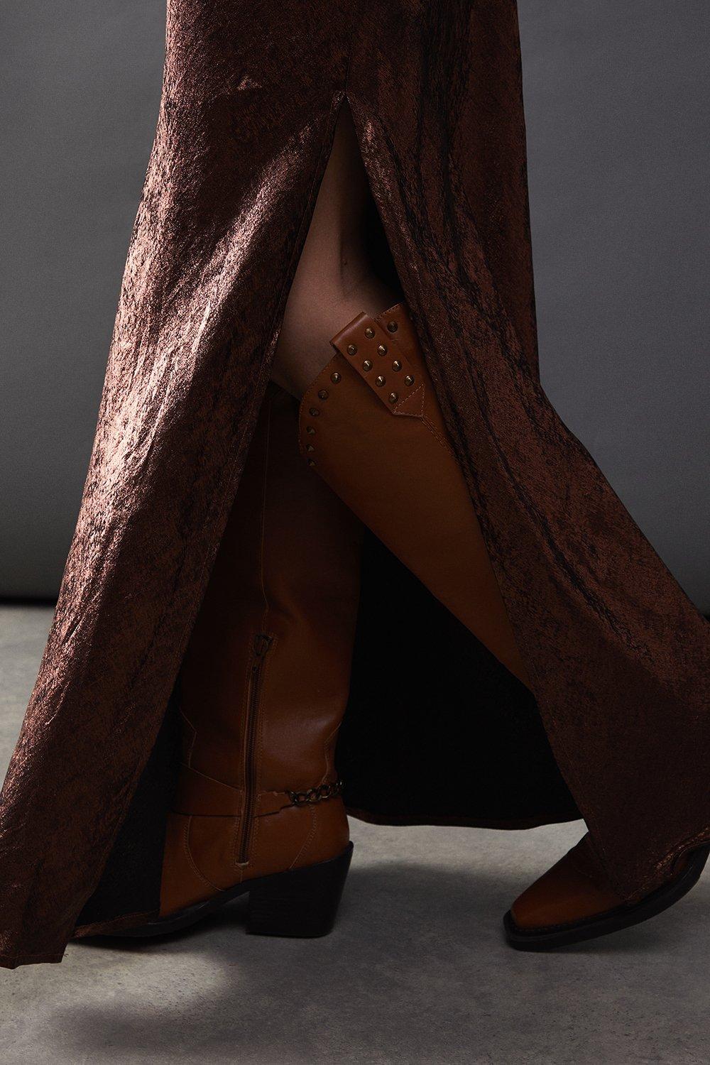 Warehouse Metallic Satin Bias Maxi Skirt image 4