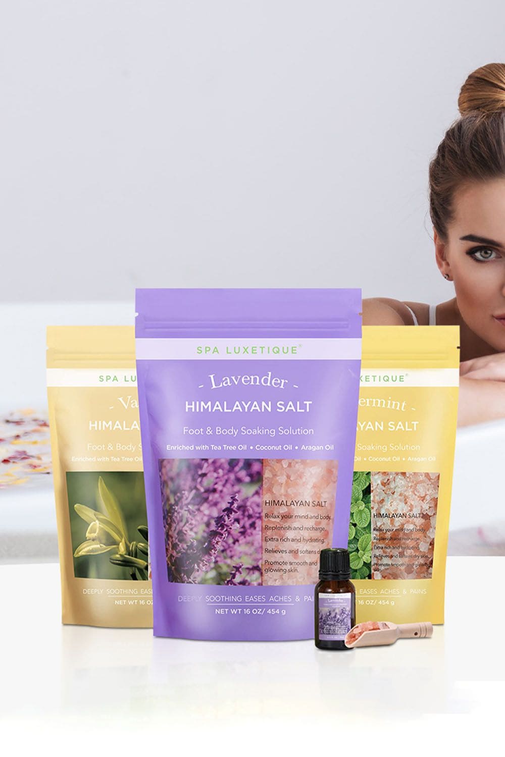 Living and Home 3x454g Bath Salts Gift Sets with Extra Lavender Essential Oil image 1