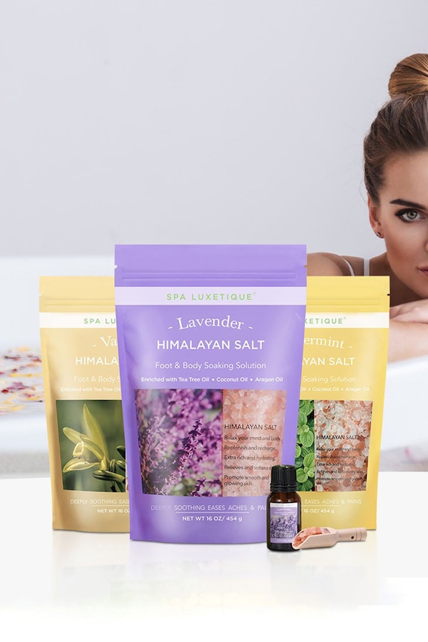 Living and Home 3x454g Bath Salts Gift Sets with Extra Lavender Essential Oil
