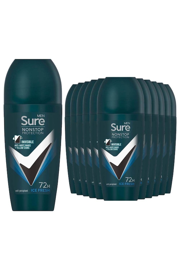 Sure Men 'Antiperspirant Roll On' 72H Nonstop Protection Ice Fresh, 12x50ml