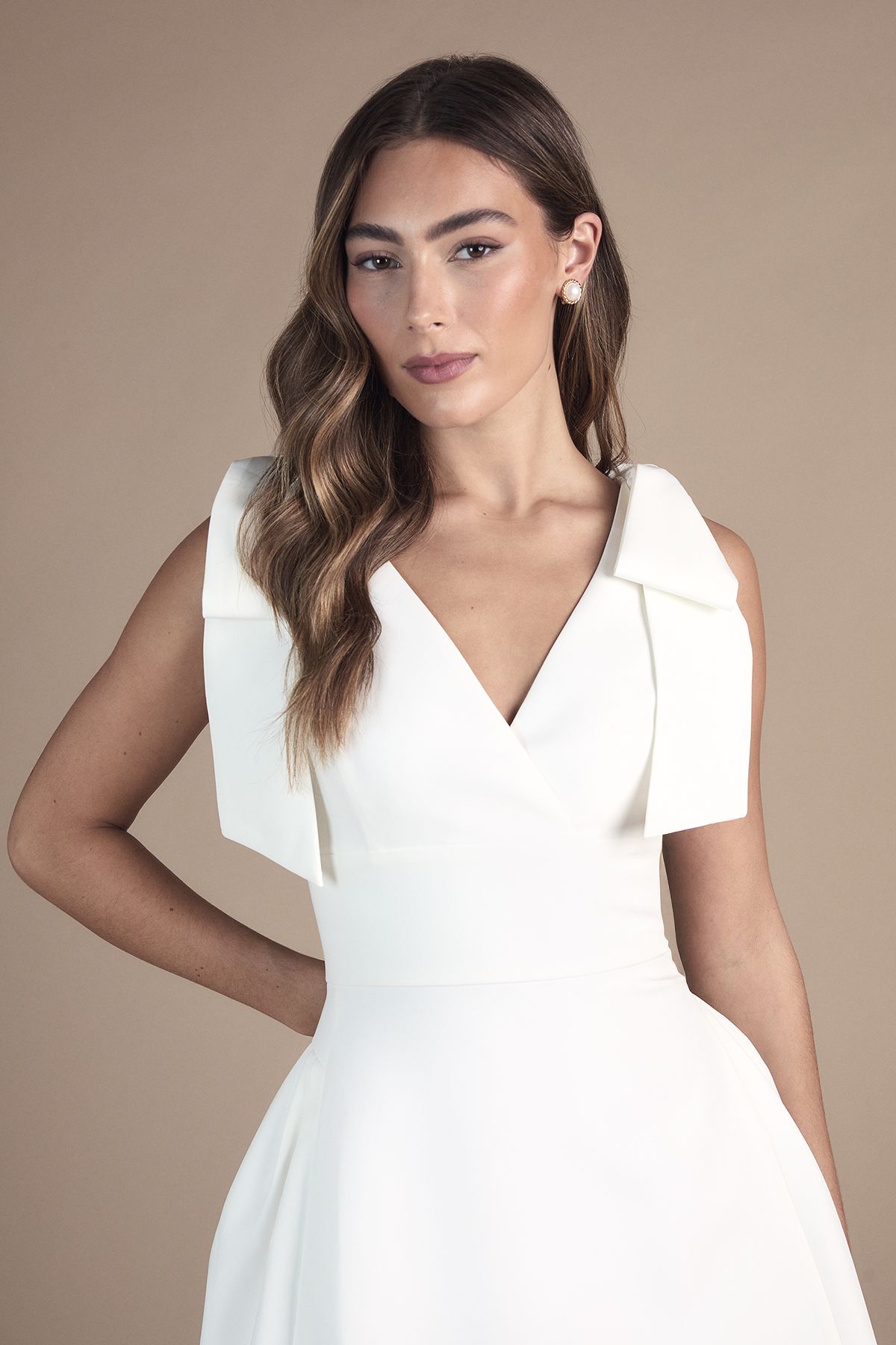 Coast Skater Bridal Mini Dress With Bow Straps Ivory image 2