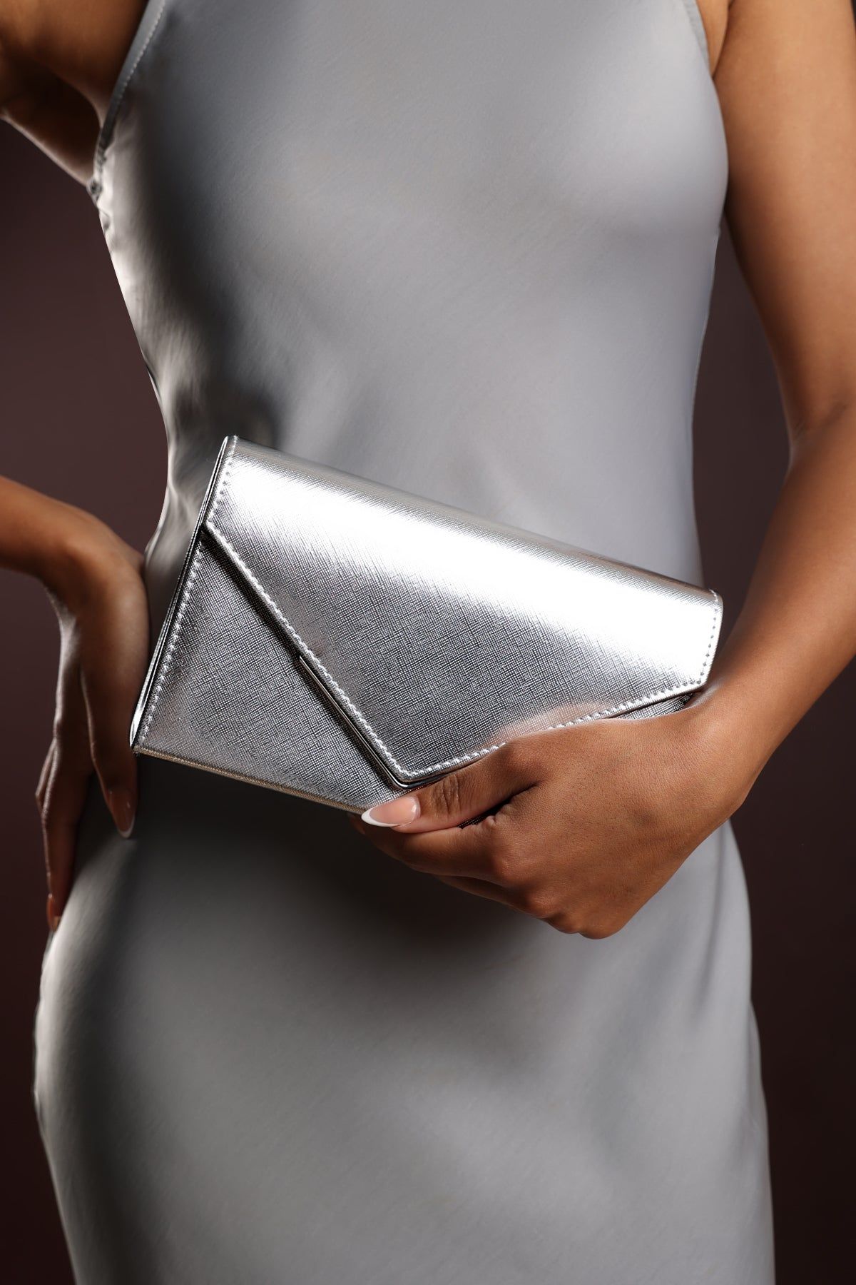 Where's That From 'Linen' Metallic Faux Leather Clutch Bag image 1
