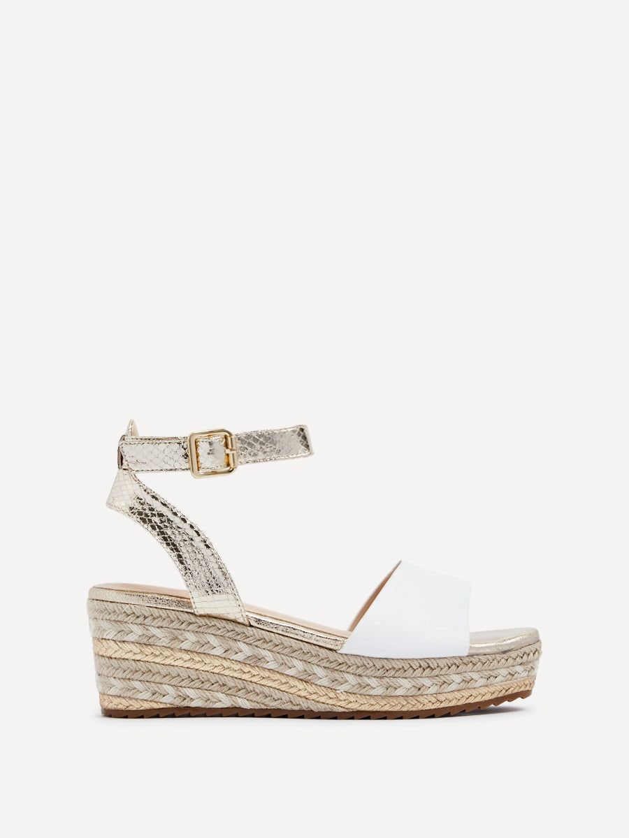 Linzi Malaga Gold & White Plaited Flatform Wedge Sandal image 1