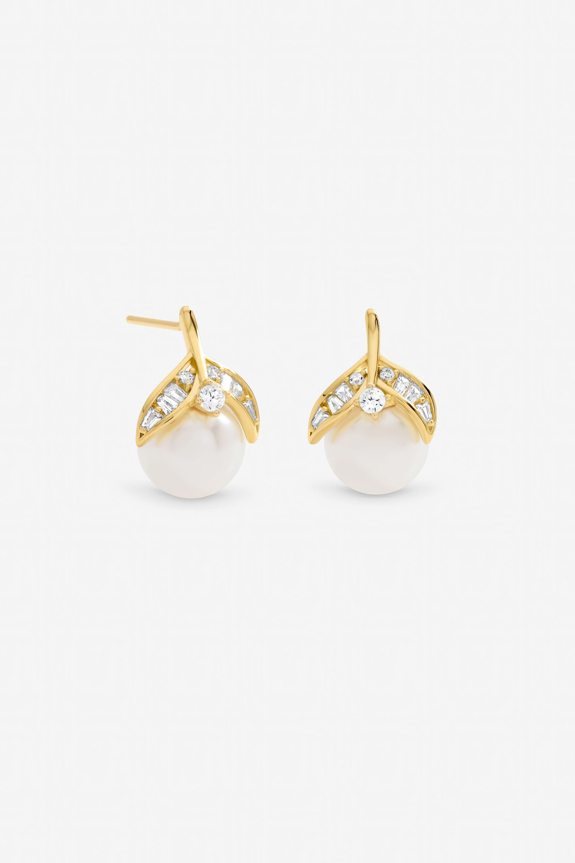 Jon Richard Gold Plated Crystal and Pearl Leaf Stud Earrings