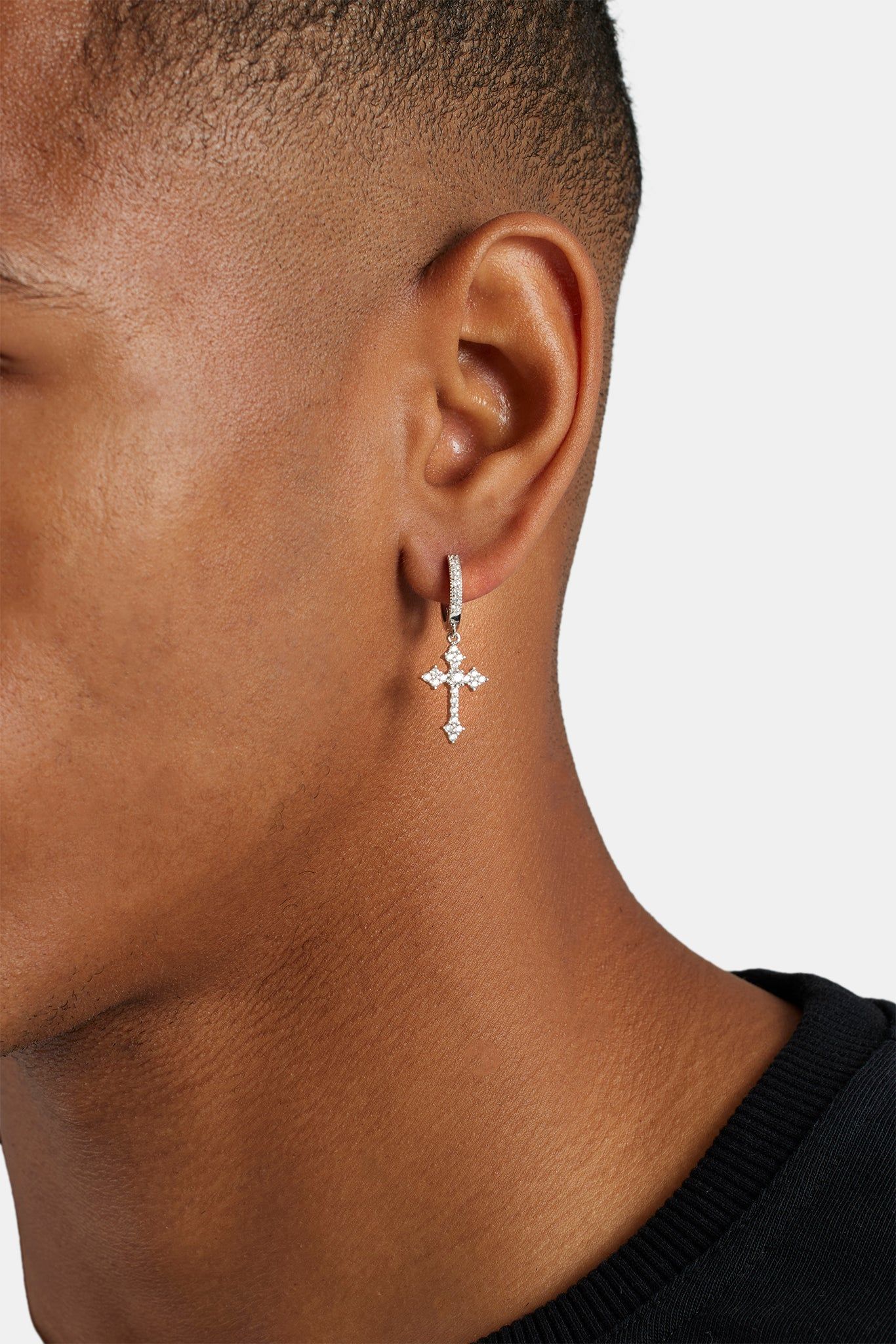 Cernucci 15mm Iced CZ Celtic Cross Drop Earrings image 2