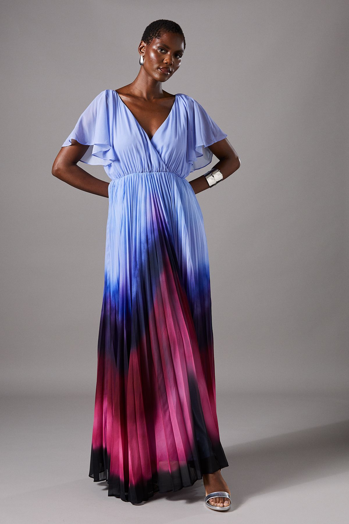 Coast Short Sleeve Ombre Print Maxi Dress Blue image 1