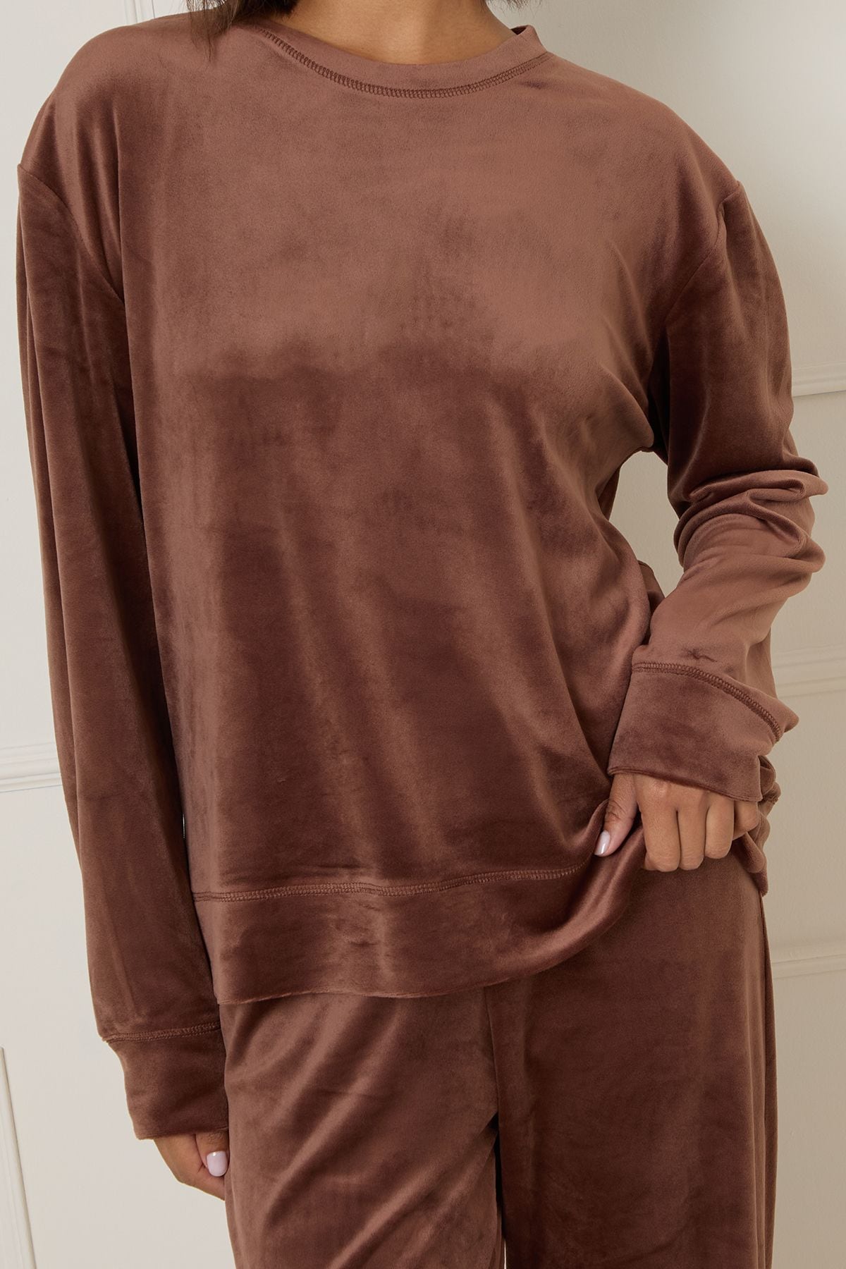Dorothy Perkins Nightwear Velour Co-Ord Chocolate image 5