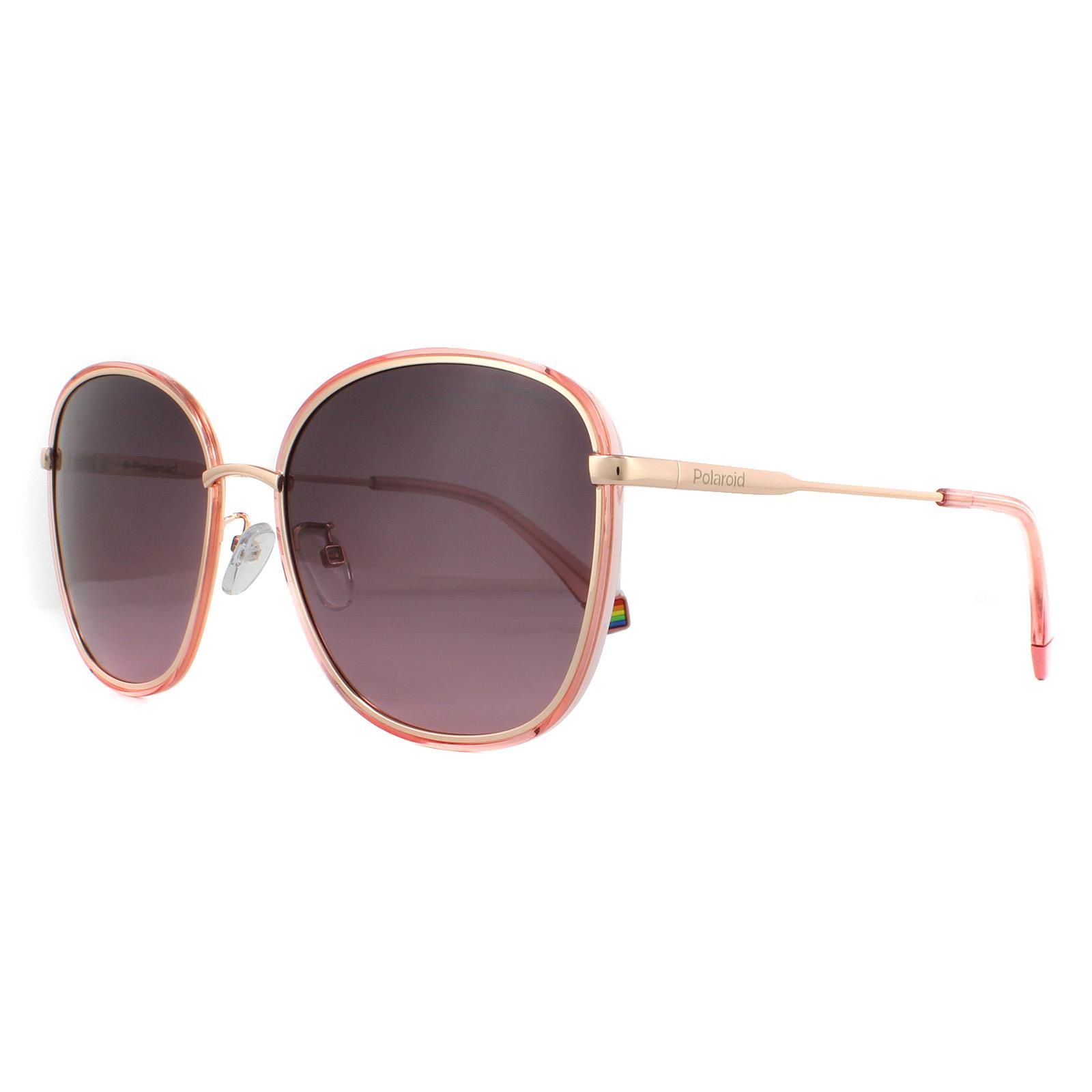 Polaroid Square Pink Gold Burgundy Gradient Polarized Sunglasses image 2
