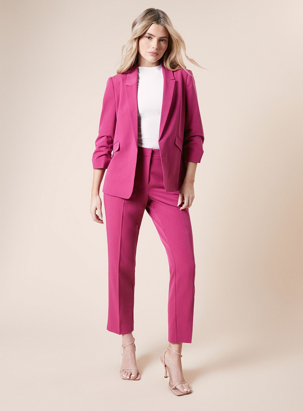 Dorothy Perkins Ruched Sleeve Blazer Fuchsia image 4