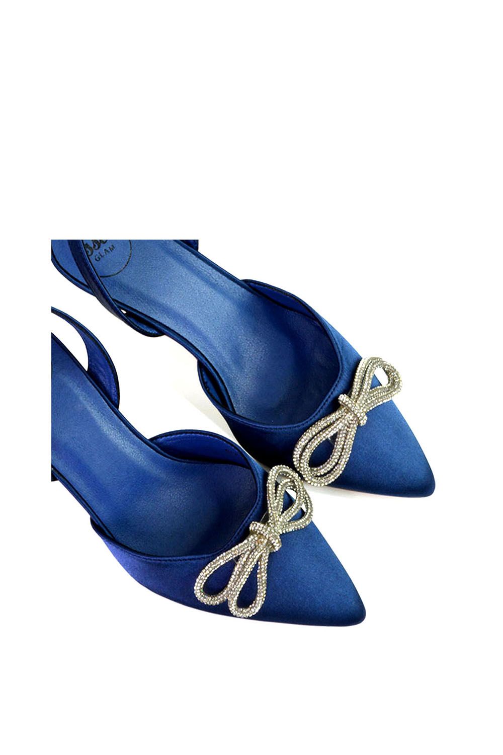 XY London 'Marinah' Slingback Diamante Bow Low Heel Court Shoes image 4