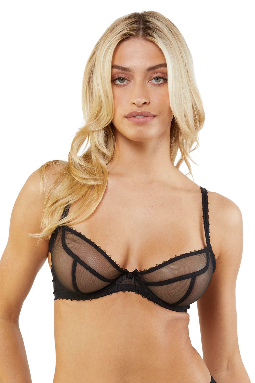 Playful Promises Grace Black Supportive 'Plunge Net Bra' image 1