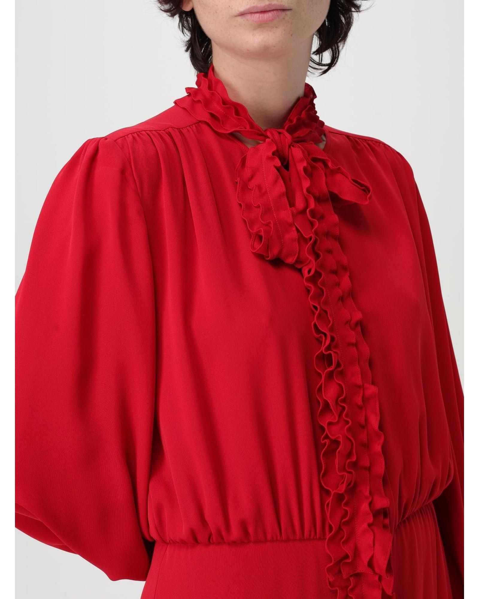 Valentino Ruffled Midi Dress Wo - Red Dresses image 4