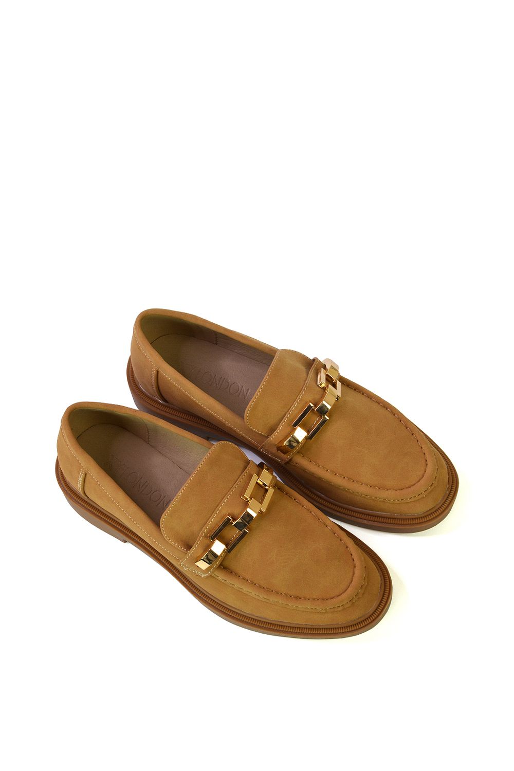 XY London 'Dakoa' Gold Chain Back to School Chunky Loafer Shoes image 4