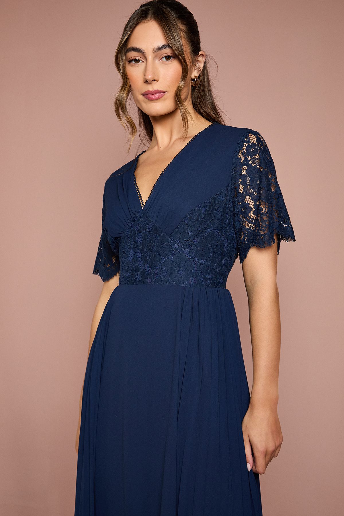Coast Lace Sleeve V Neck Bridesmaid Dress Navy image 4