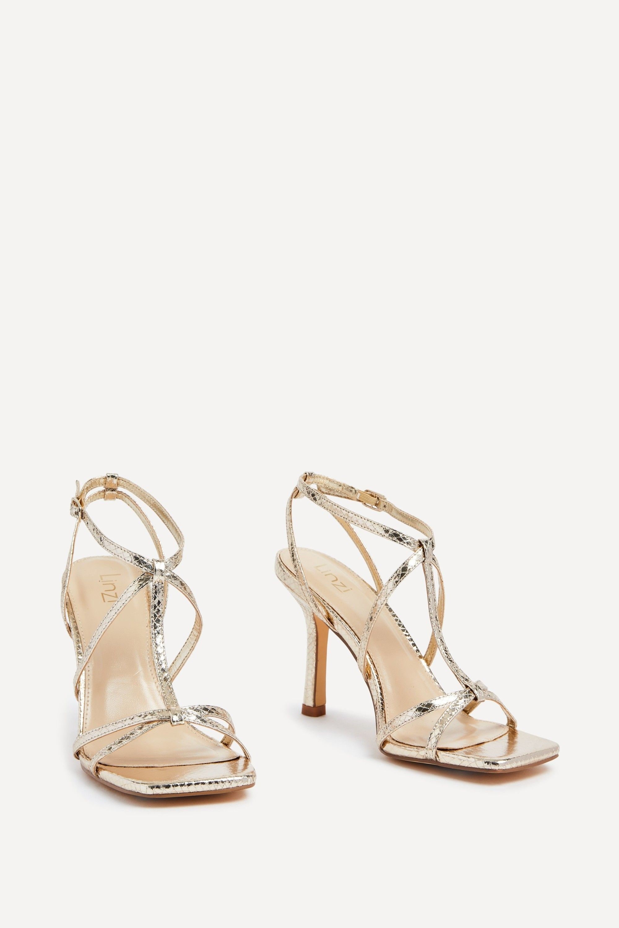 Linzi Posie Gold Lizard Effect T-Bar High Heel image 3