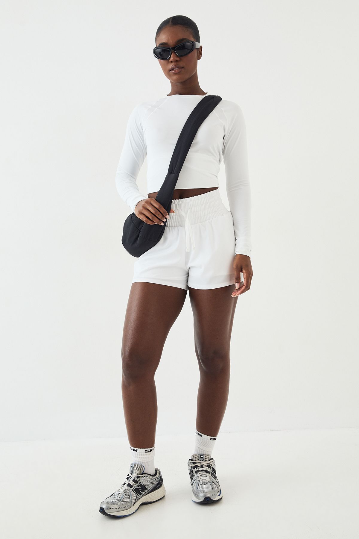 DSGN Studio DSGN Studio Loose Fit Mesh Insert Long Sleeve T-Shirt White image 3