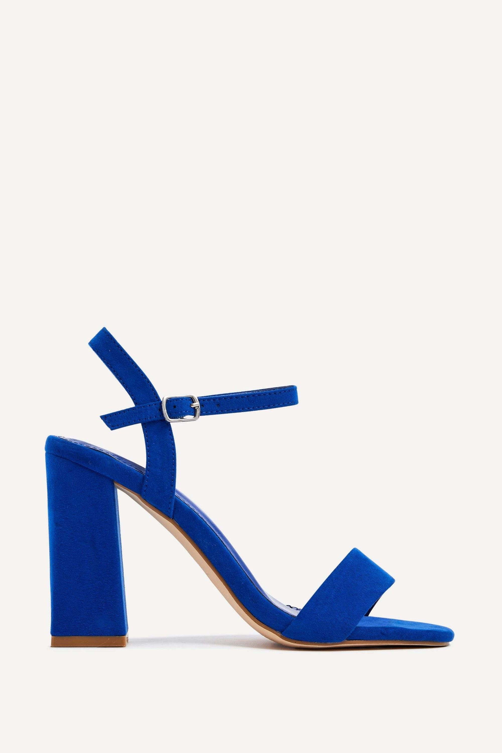 Linzi Beverley Cobalt Blue Faux Suede Block Heeled Sandal image 1