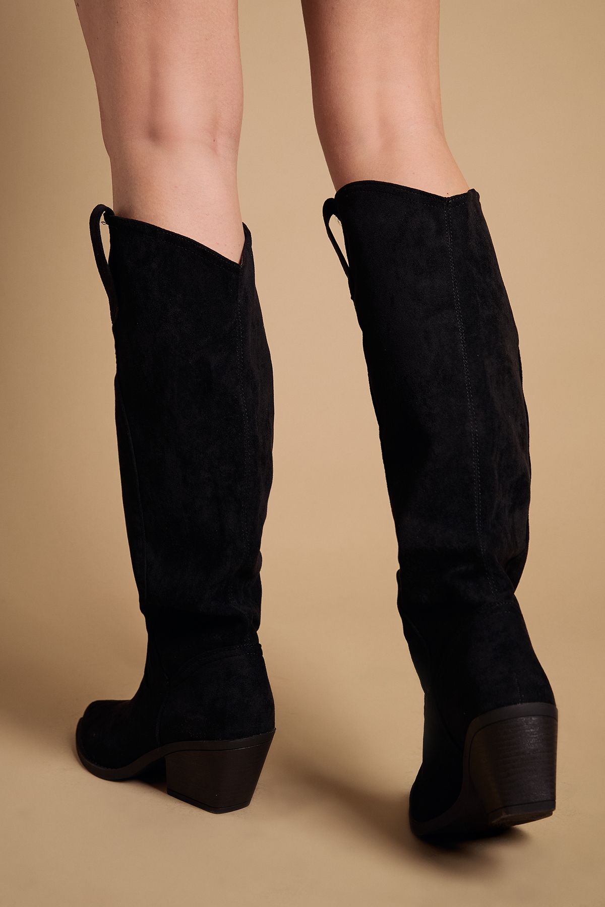 Oasis Winnie Faux Suede Slouch Calf Boots Natural Black image 3