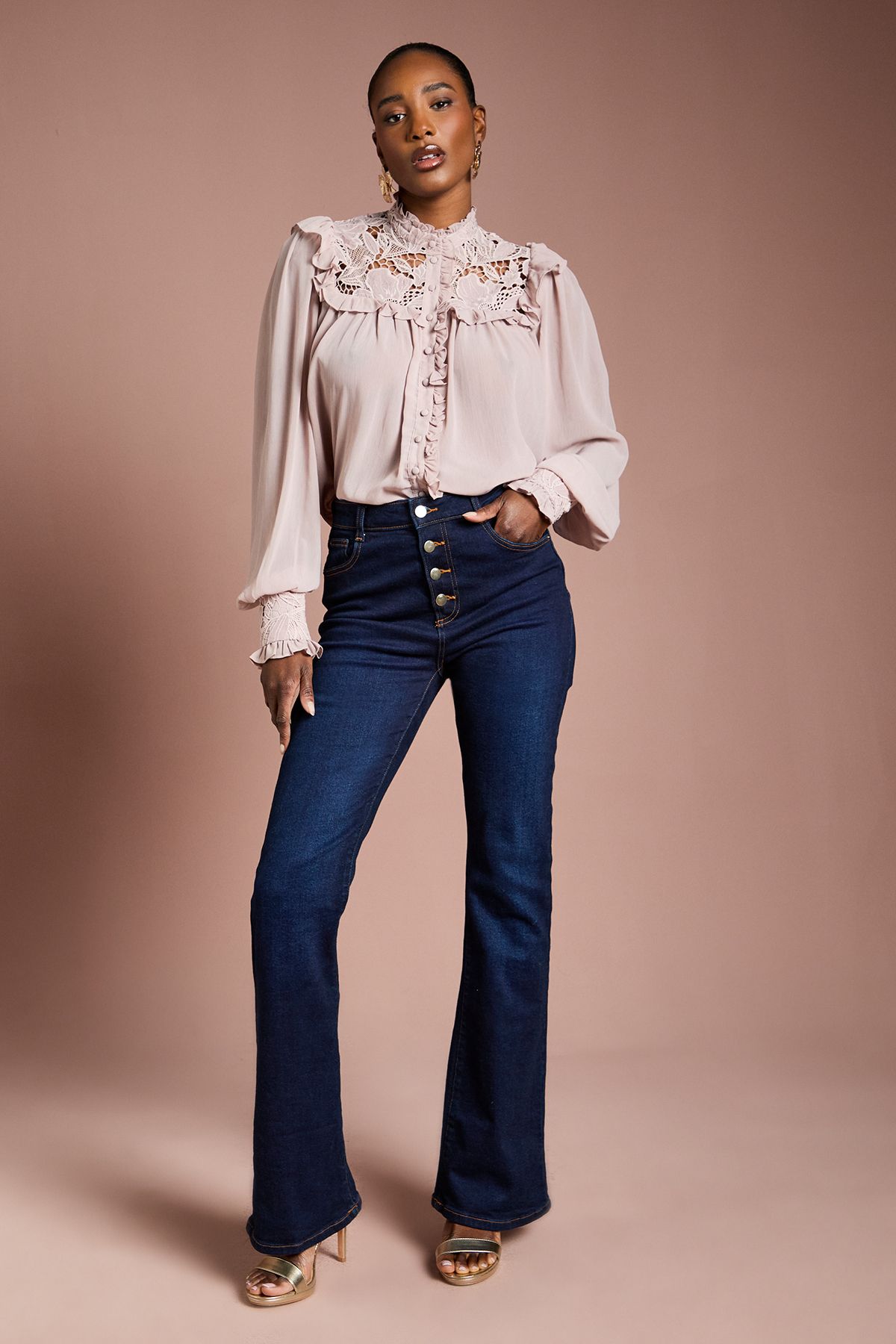 Coast Lace Trim Georgette Blouse Blush image 2