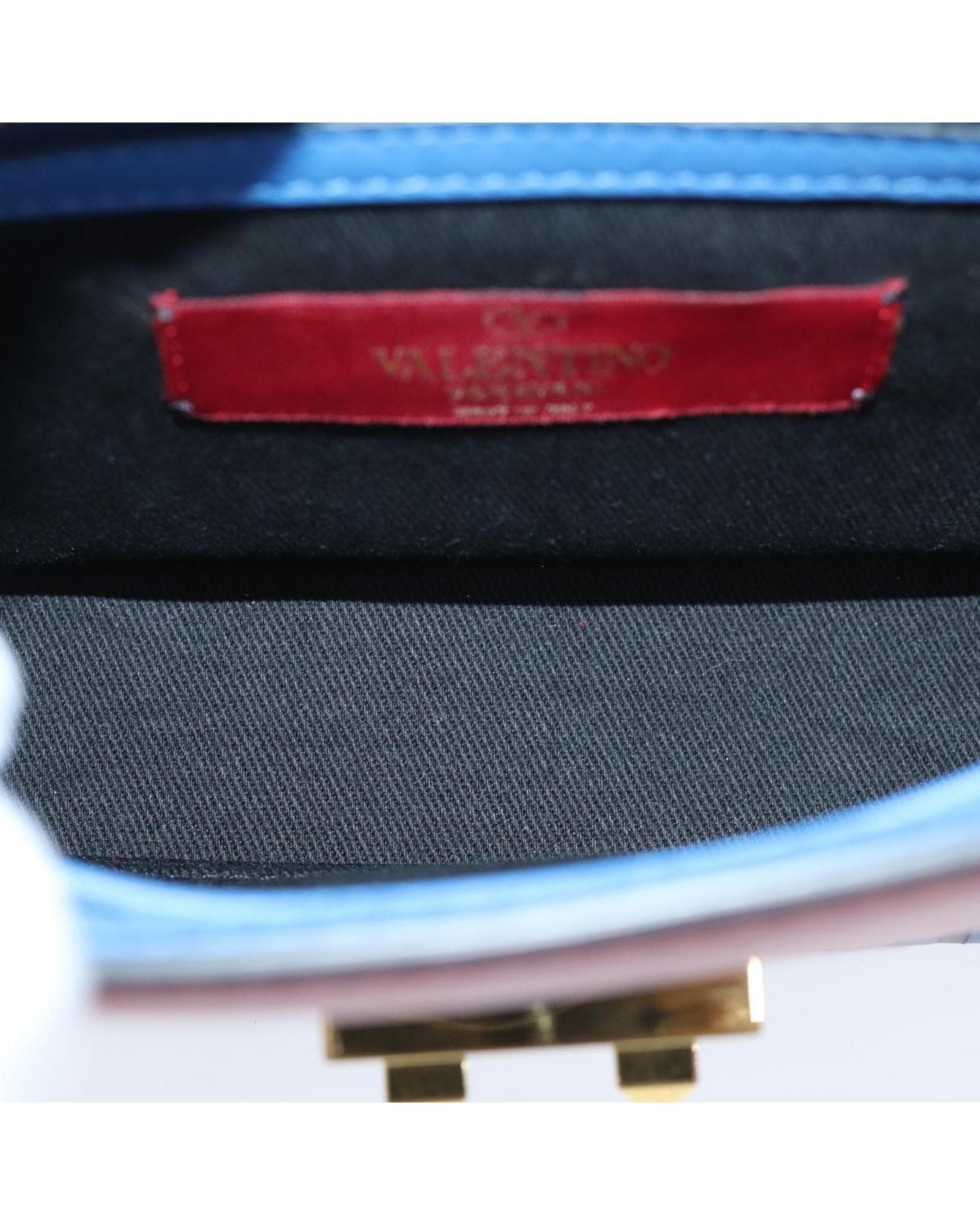 Valentino Preloved Rockstud Printed Calfskin Leather Bag Wo - Blue Shoulder image 11