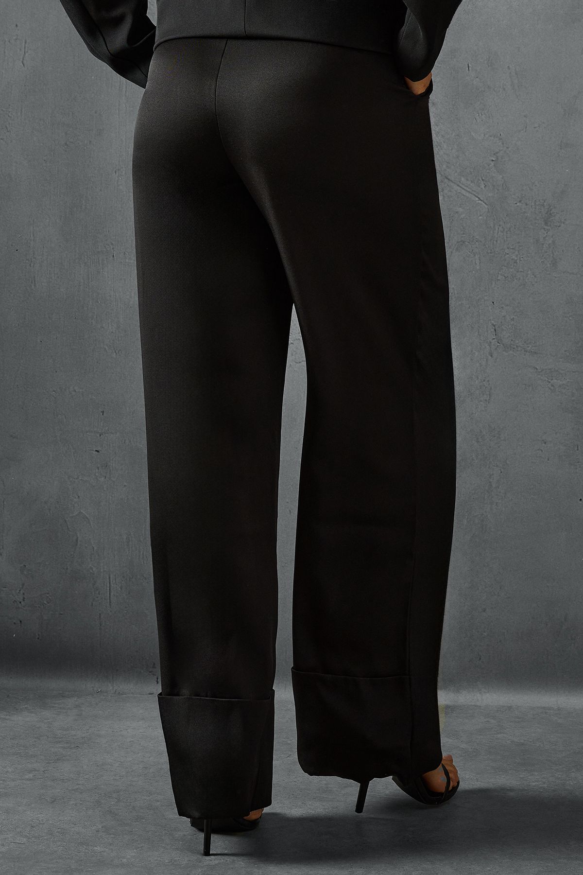 MissPap Tailored Fold Over Hem Trousers Black image 3