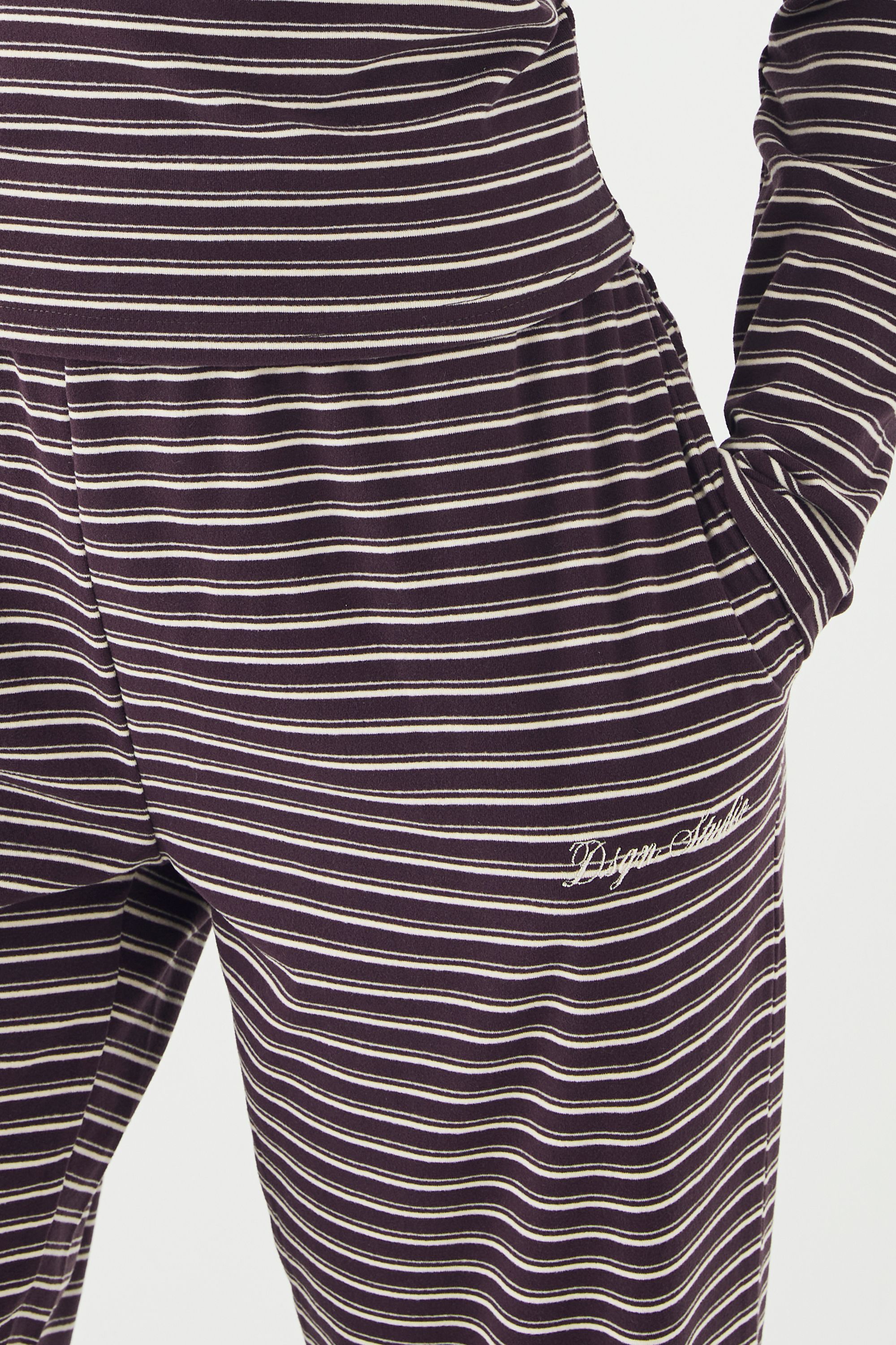 DSGN Studio DSGN Studio Soft Stripe Straight Leg Trouser Plum image 4