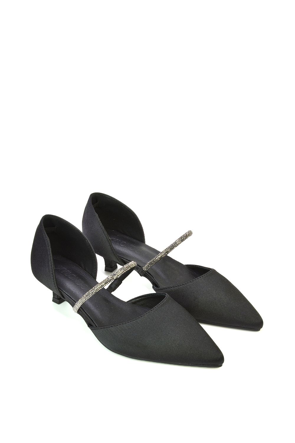 XY London 'Laura' Diamante Strap Kitten Heel Pointed Toe Court Shoes image 4