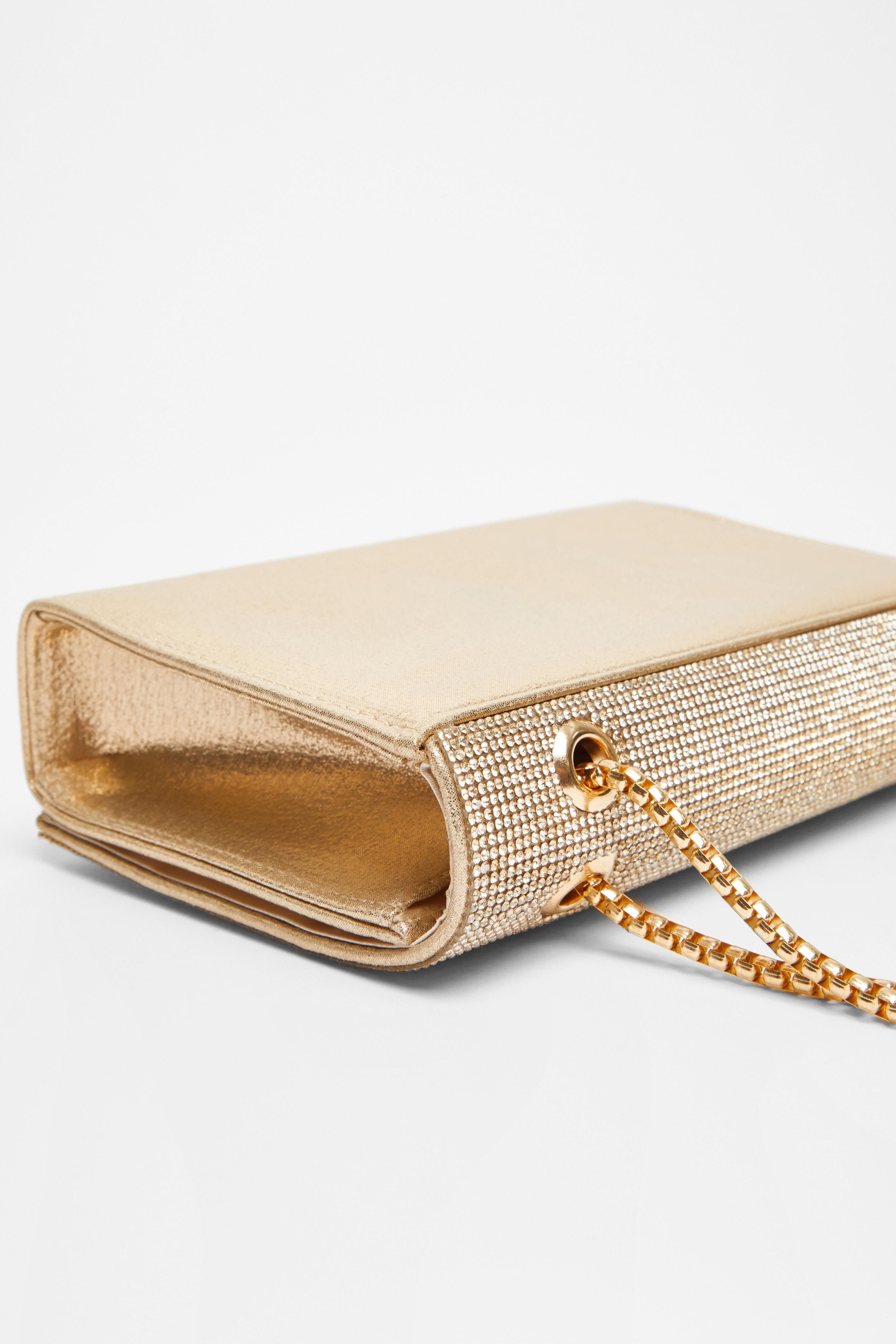 Quiz Gold Diamante Crossbody Bag image 4