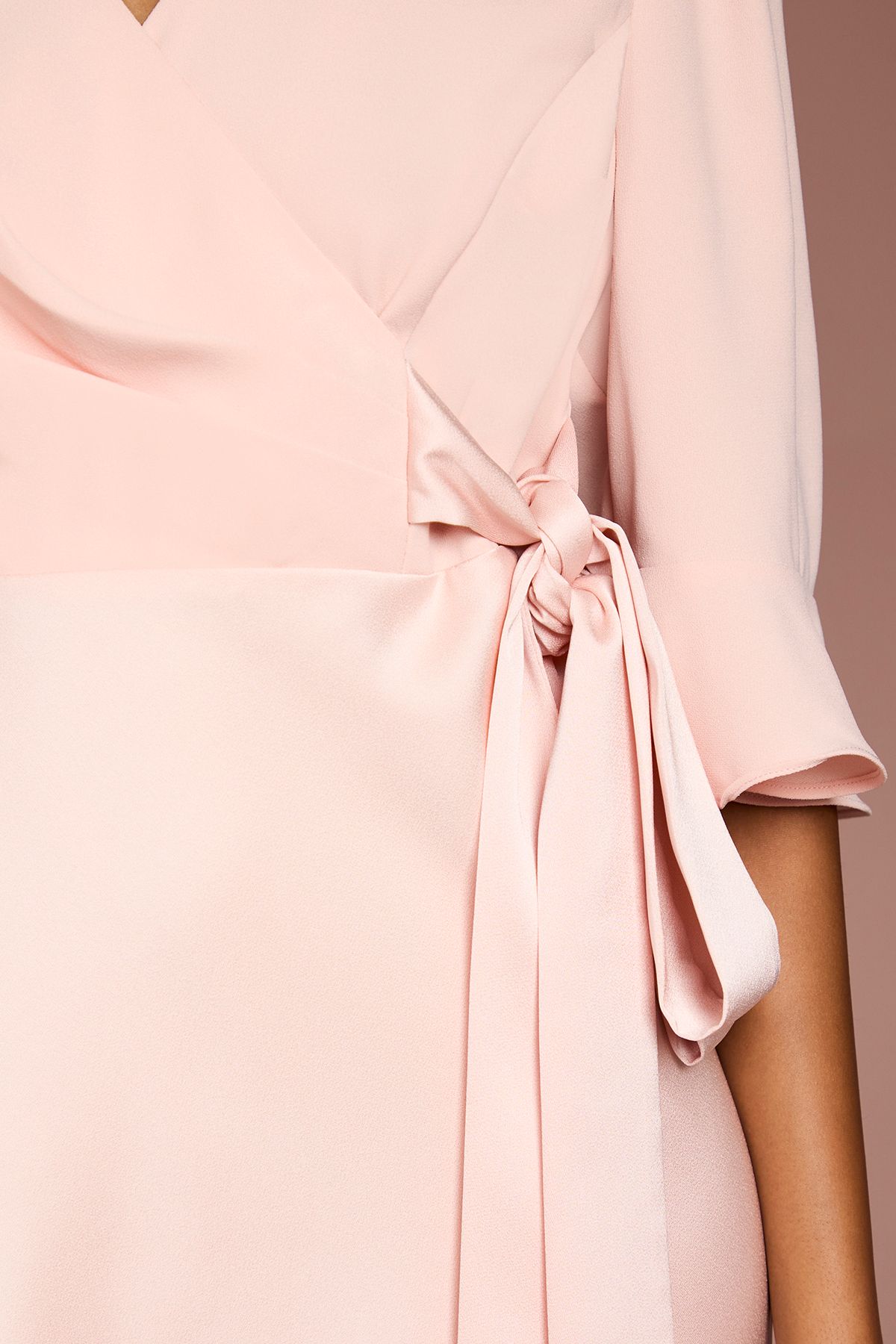 Coast Petite Ruffle Sleeve Satin Back Crepe Wrap Dress Blush image 5